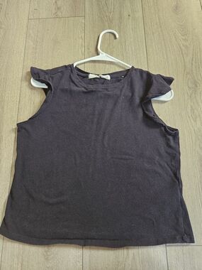 Tag Black Flutter Sleeve Tank Top Medium Eco Friendly Ruffle Cap Tee🔥